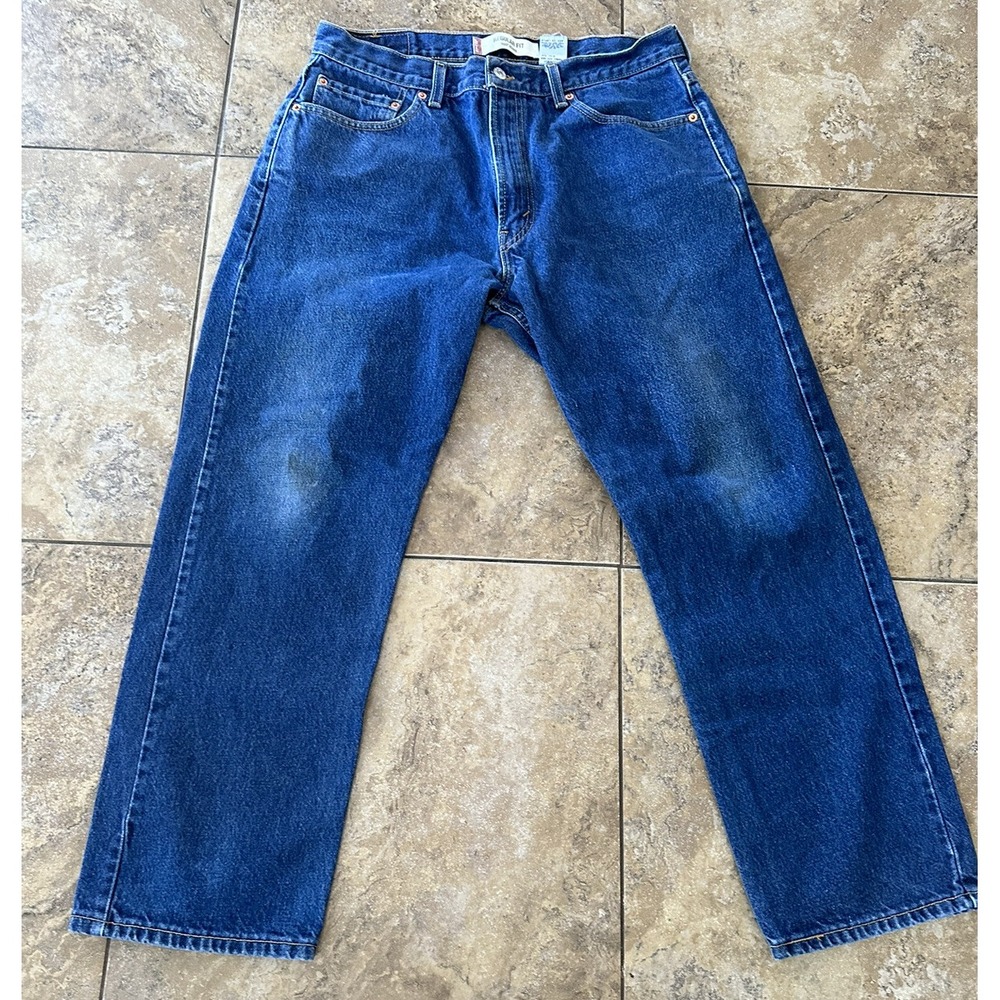 Levi's Jeans Men's 36x29 505 Regular Straight Dark Wash Blue Denim Fit 34X29 - Picture 2 of 8